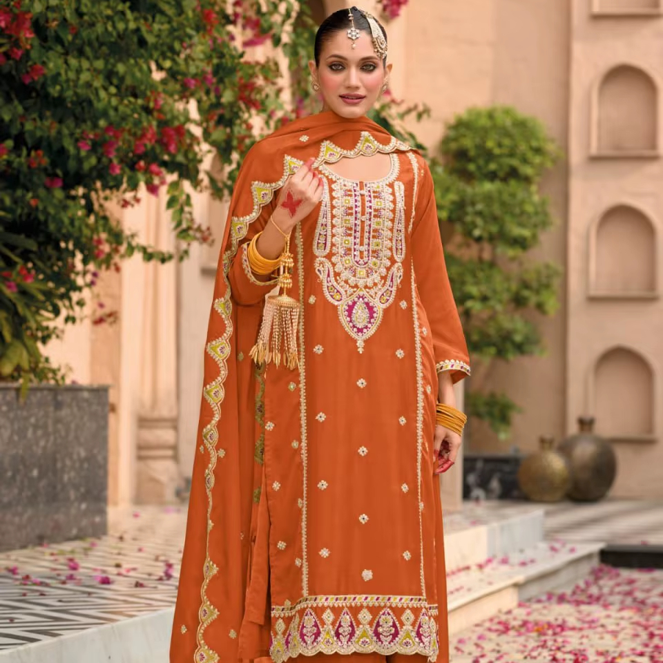 Salwar Kameez Simple Orange Dress Design 2025 Pakistani Dress Collection New Design, Wholesale Salwar Kameez Simple Orange Dress Design 2025 Pakistani Dress Collection New Design, Wholesale
