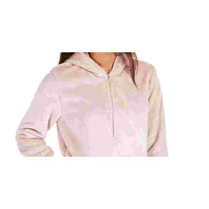 Sweat-shirt à capuche zippé quart de tour rose grande taille pour femme Ideology, respirant, en fausse fourrure, brodé de haute qualité, coupe courte en soie - Product Image 2