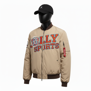 Haute qualité 320 GSM hommes Bomber veste tissu en Nylon Durable jaune Design de mode Logo personnalisé broderie Bomber veste pour homme - Product Image 3