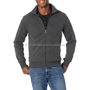 Sweat-shirt d'entraînement à col montant pour hommes-Mode décontractée solide sweat zippé personnalisé - Product Image 1