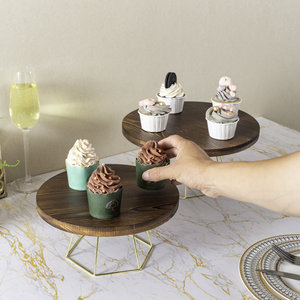 Trang Trí Nội Thất Keo Gỗ Phục Vụ Hội Đồng Quản Trị Torched Gỗ Kim Loại Món Tráng Miệng Hiển Thị Riser Với Torched Gỗ Kệ - Product Image 3