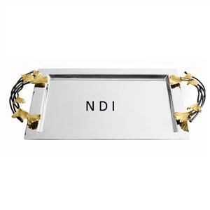 Bandeja de servicio de acabado de níquel de alta calidad, precio al por mayor, bandeja decorativa, bandeja de Metal para servir desayuno de uso multiusos - Product Image 1