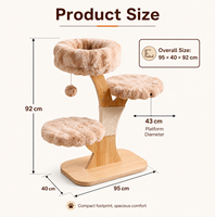 Arbre à chat écologique et durable, antidérapant, avec perchoir moelleux, lits en peluche et jouets suspendus pour chats