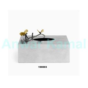 Vente chaude Argent Métal Forme Carrée Boîte À Mouchoirs Porte-Serviettes Décoratif pour La Maison Cuisine Salle De Bains Comptoir & Salle À Manger Décor - Product Image 2