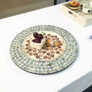 Placemat décoratif bohème fait main et écologique avec incrustation de nacre, centre de table, bol de rangement pour fruits - Product Image 4