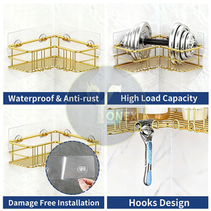 Panier de douche d'angle écologique fabriqué en usine, sur mesure, couleur or - Product Image 4
