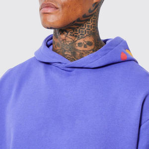 Sweat-shirt à capuche vintage surdimensionné jaune en coton 350 g/m², lavé à l'acide, uni, avec logo personnalisé, style hip-hop, pour hommes - Product Image 6