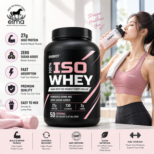 เวย์โปรตีนไอโซเลท EVERFIT ชนิดผง 2 กก. โปรตีน 25 กรัม ไม่เติมน้ำตาล ฮาลาล รับผลิตแบบ OEM แบรนด์ส่วนตัว เสริมสร้างกล้ามเนื้อ โภชนาการสำหรับนักกีฬา - Product Image 1