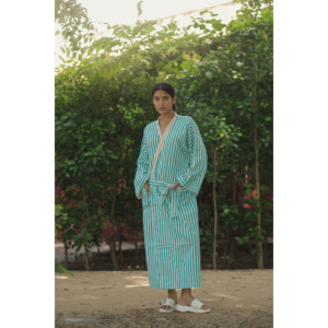 Women's Reversible Cotton <b>Kimono</b> Robe Lightweight Boho Loungewear with Pockets Spa <b>Beach</b> Resort Outfit Breathable One Size - Product Image 3