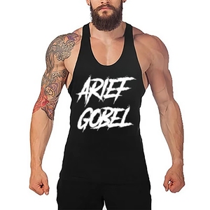 2025年ストリンガーメンズカジュアルフィットネスベストコットンYバックジムアンダーシャツボディービルとワークアウト「アート」フォントスタイル - Product Image 3