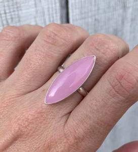 Anillo de piedras preciosas con forma de marquesa de Calcedonia rosa de 8x16mm, joyería chapada en oro de Plata de Ley 925 para Año Nuevo, conjunto de bisel, joyería - Product Image 1