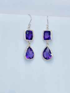 Boucles d'oreilles en argent sterling avec améthyste, bijoux en pierres précieuses faits à la main, élégantes, uniques, luxueuses, tendance, boucles d'oreilles pour femmes, cadeau - Product Image 6