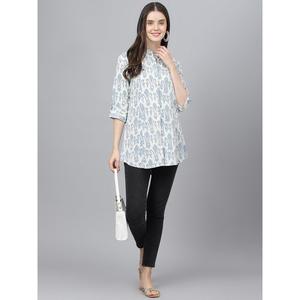 Divena Casual Rayon A-Line Camisas Off-White Abstract Printed Style Top - Product Image 2