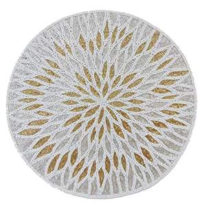 Mantel Individual con cuentas de oro blanco para decoración del hogar, Mantel Individual redondo con cuentas blancas y doradas para mesa de comedor - Product Image 5