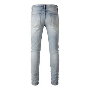 Jeans en jean stylés pour hommes avec logo personnalisé Jeans en denim à vendre style streets wear avec poches - Product Image 3