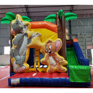 Château gonflable commercial à thème dessin animé européen, combo château sauteur en PVC écologique pour événements extérieurs - Product Image 1