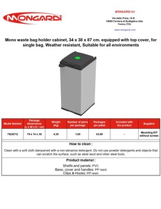 Poubelle extérieure sur pied de fabrication italienne, capacité de 80 litres, couvercle en plastique de qualité supérieure, vente en gros de meubles, exportation - Product Image 6