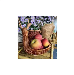 高品质，可使用的动物篮子，用于储存辛辣的大蒜，水果和鸡蛋-天然藤条手工制作精美编织