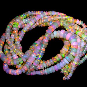Cuentas de ópalo natural etíope liso Rondelle 4mm - 5mm 16 "pulgadas cuentas de ópalo de fuego Welo para la fabricación de joyas precio al por mayor a granel - Product Image 2