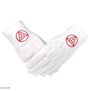 Gants en coton blancs avec logo brodé en forme de compas carré, taille XL, qualité supérieure - Product Image 5
