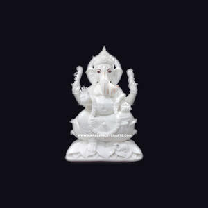 Sculpture en marbre blanc pur Makrana, seigneur Shri Ganesha Ji pour la décoration de la maison et à des fins de culte - Product Image 1