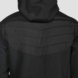 Veste matelassée personnalisée noir jais pour hommes sangle de marque réfléchissante poignets réglables thermoscellés matelassage fermeture éclair décontractée hiver - Product Image 6
