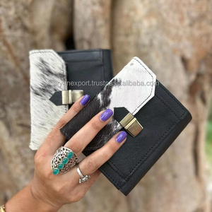 Nouveaux vrais cheveux faits à la main sur peau cuir de fourrure petits portefeuilles de pièces très élégants et durables véritables portefeuilles en cuir de fourrure de vachette véritable - Product Image 3