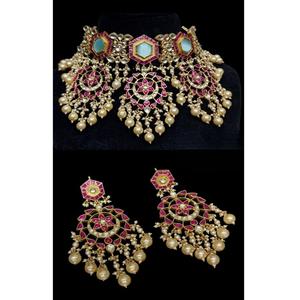 Conjunto de Collar y Aretes de Diseño de Alta Calidad con Piedras y Perlas Chapadas en Oro, Colección para Bodas y Fiestas para Mujer - Product Image 1