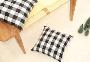 Modern 16x16 Inch Cotton Buffalo Checkered <b>Cushion</b> Case Black White Square Decorative Pillow Covers Soft Woven for Washable - Product Image 3