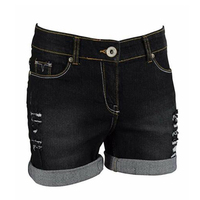 Shorts de mezclilla formales de cintura media con encaje y dobladillo deshilachado para mujer, de algodón, de secado rápido, moda de verano, alta calidad
