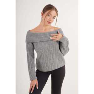 Pull en maille gris fumé à sequins style décontracté Madonna en gros - Product Image 3