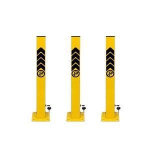 Poteau de stationnement en acier verrouillable de 60 cm, type pliable, barrière de stationnement pour carport, système de stationnement en 3 parties avec serrures pour parking - Product Image 2