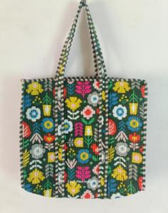 Bohème Vintage fait à la main lavable à usage quotidien sac fourre-tout matelassé pour femmes bloc coton imprimé pour épicerie sac à bandoulière - Product Image 4