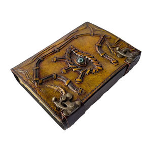<b>Hocus</b> <b>Pocus</b> <b>Book</b> of Spells Eye Vintage Leather <b>Book</b> Celtic Wiccan Journals for Writing Charcoal Handmade Deckle Art Paper - Product Image 1