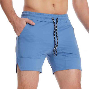 Personalizado elástico 100% algodón gimnasio Fitness sudor pantalones cortos cintura media patrón sólido tablero pantalones cortos bolsillos transpirable entrenamiento Casual - Product Image 4