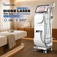 Sistem Laser Dioda Tiga Panjang Gelombang Perfectlaser AI Skin Analyzer 2 Juta Piksel Mesin Penghilang Bulu Laser Dioda Safir