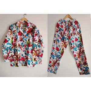 Conjunto de Pijama de Algodón Hecho a Mano con Estampado de Hojas, Transpirable, Suave, de Jersey con Spandex, Lencería Sexy Estilo Anime, Ideal para Invierno y Verano - Product Image 1