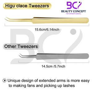 45 Degree Plasma Gold Color Best Durable Product Extension Tweezers Good Selling Stainless Steel Expert Lash Extension Tweezers - Product Image 3