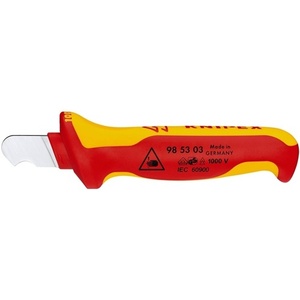 Couteau à dénuder les câbles certifié VDE KNIPEX, 155 mm de long, avec lame de 28 mm et manche multi-composants - Product Image 1