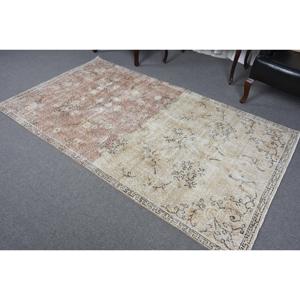 4.4x7.7 ft Rug, Vintage Rug, Turkish <b>Brown</b> <b>Wool</b> Ikat Rug - Product Image 5