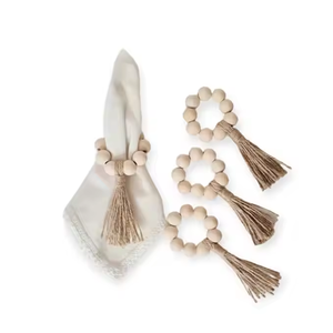 Porte-serviettes en perles de bois rondes Design unique pour les restaurants, cadeaux décoratifs au meilleur prix - Product Image 4