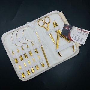 Hot Selling Gold Plated Wholesale Surgical Grade Solid Stainless Steel Hair <b>Extension</b> Tools Kit - Product Image 1