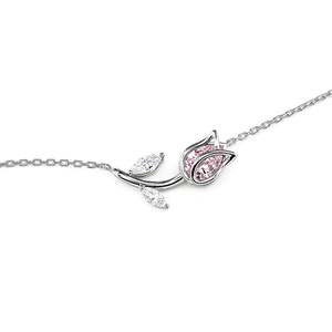 Collier Jeulia en argent sterling avec fleur de tulipe et pierre de perle rose - Product Image 2