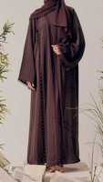 Abaya musulmane ouverte de Dubaï à manches longues, infroissable, faite main, élégante, légère, avec capuche, style robe, modeste, pour soirée, cardigan turc en soie, tout en soie