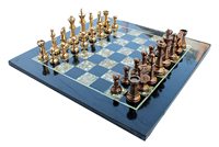 Ensemble de plateau de jeu d'échecs-fait de marbre noir et de pièces en laiton (15 "X 15")