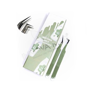 Pinzas para Pestañas de Acero Inoxidable, Agarre Fuerte, Antiestáticas, Precisión, Duraderas, Herramientas de Extensión de Pestañas de 45 Grados, Empaque Personalizado - Product Image 1