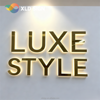 Panneaux de marque à LED pour les salons de beauté Installation facile miroir plaqué or lettre métal logo signalisation commerciale