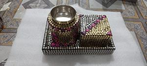 Artesanías de estilo árabe de madera con incrustaciones de Metal Bakhoor bandeja Mubakhar quemador de incienso para Eid/Ramadán regalo y artículo decorativo - Product Image 2