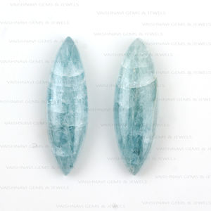 Aguamarina Natural de alta calidad, 10x30mm, forma de marquesa larga, Parte posterior plana, cabujón calibrado, piedras preciosas sueltas, proveedor de fabricación de joyas - Product Image 4