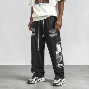 <b>Oversized</b> Baggy Sweatpants Men Distressed Vintage Embroidery Streetwear <b>Jogger</b> Pants patch logo _ fleece pants <b>jogger</b> selling - Product Image 2